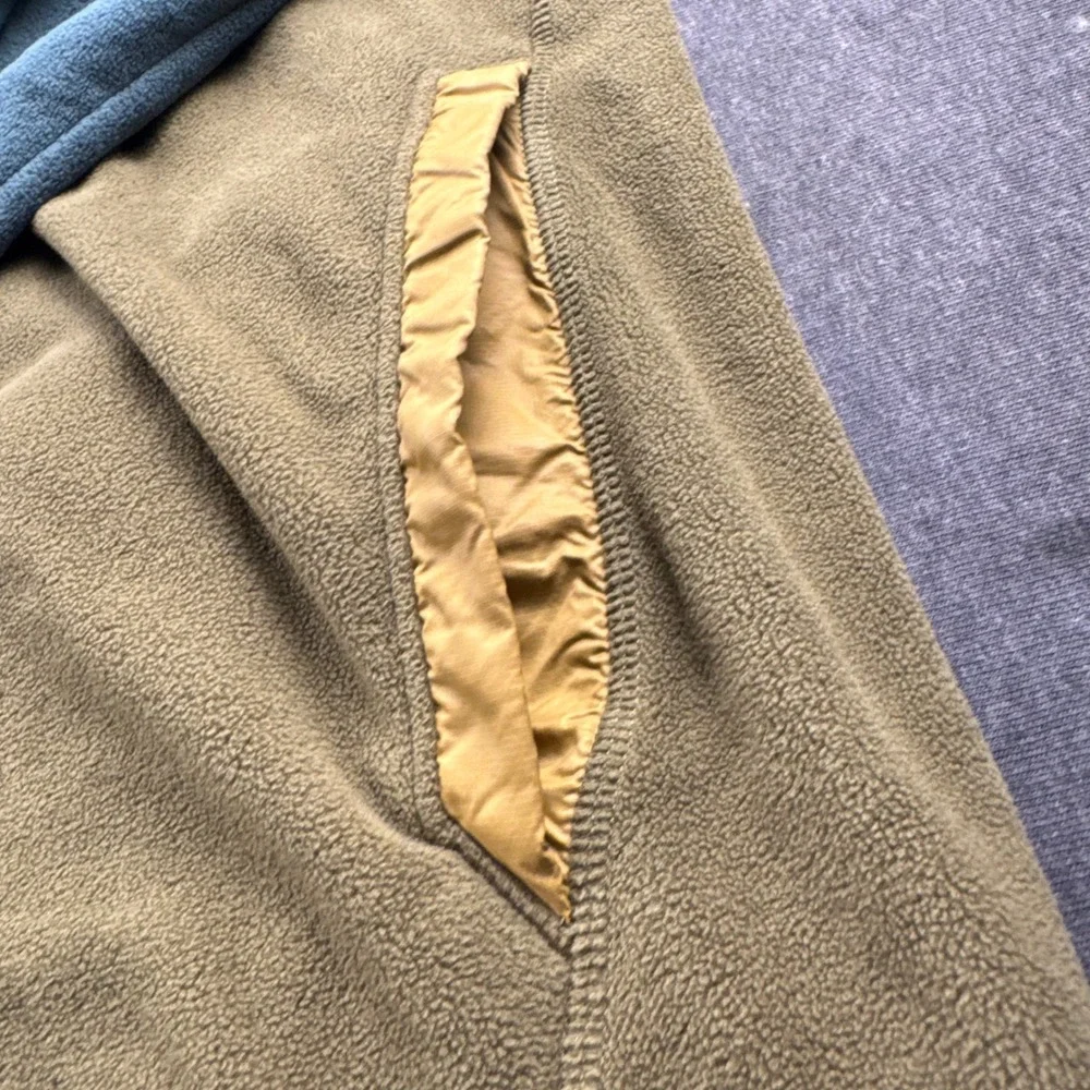 Eddie Bauer Mens 2XL Fleece Pullover Snap Neck Colorblock Blue Green Outdoor